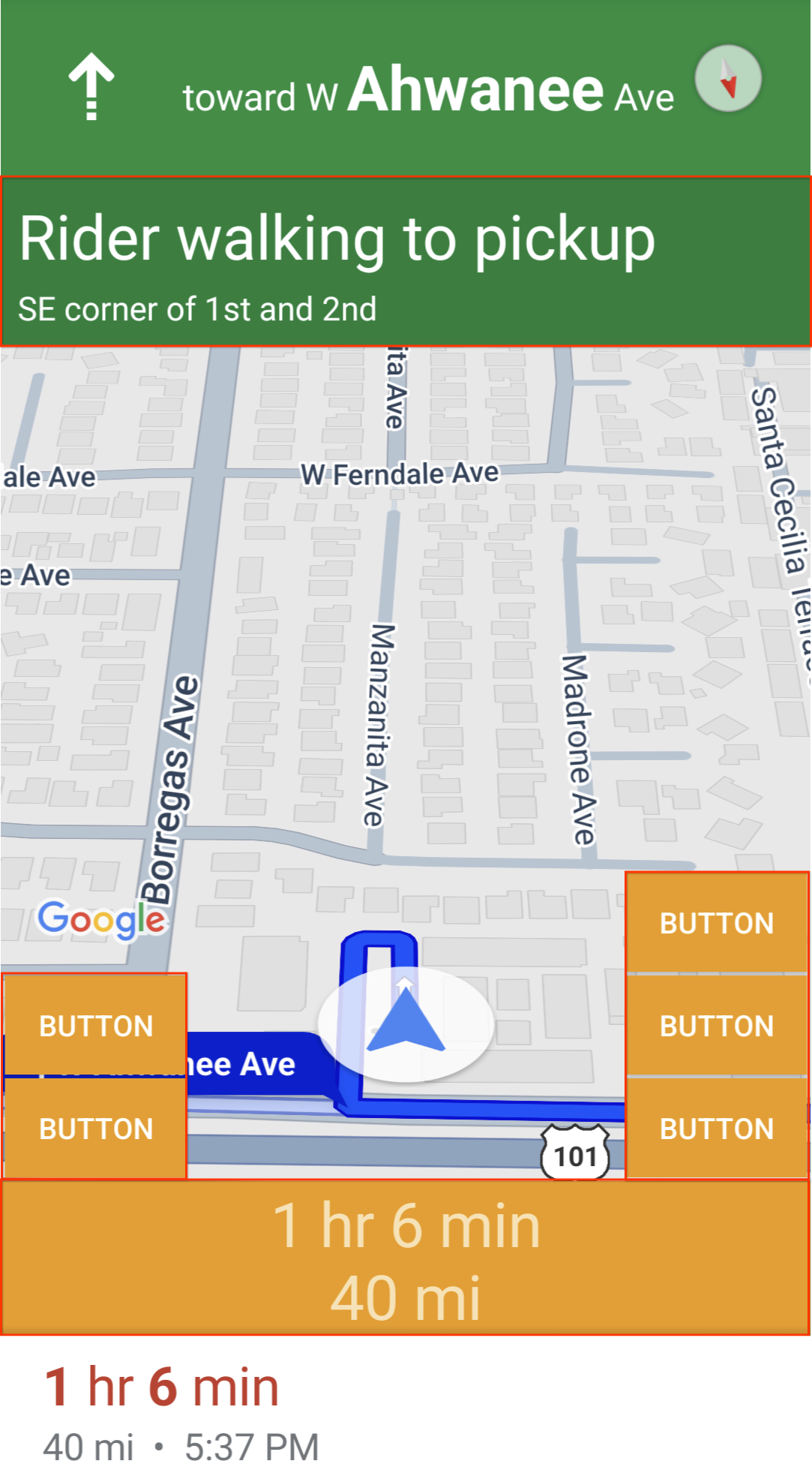 Custom control positions for portrait orientation.