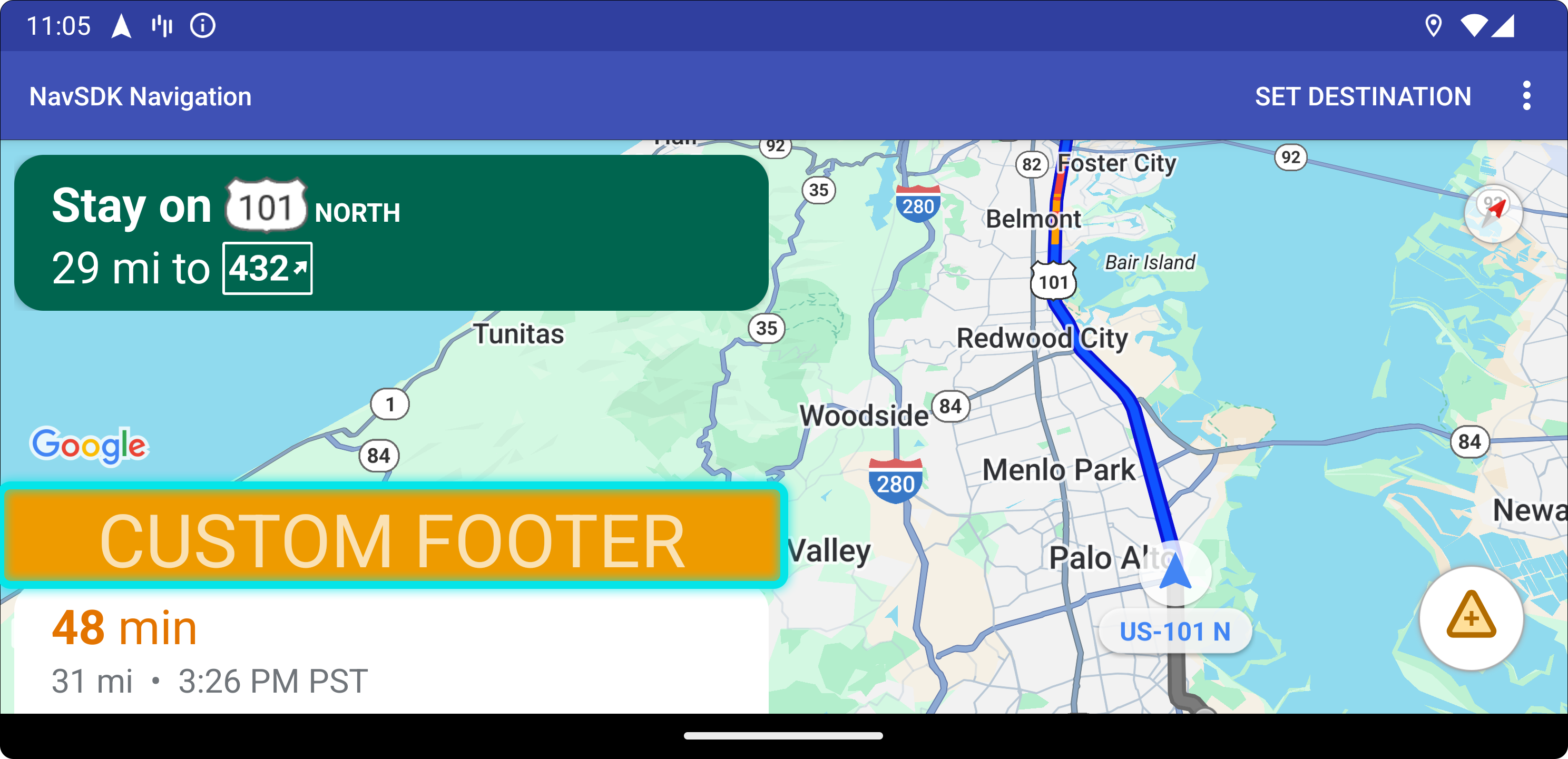 Footer custom control position for landscape orientation.