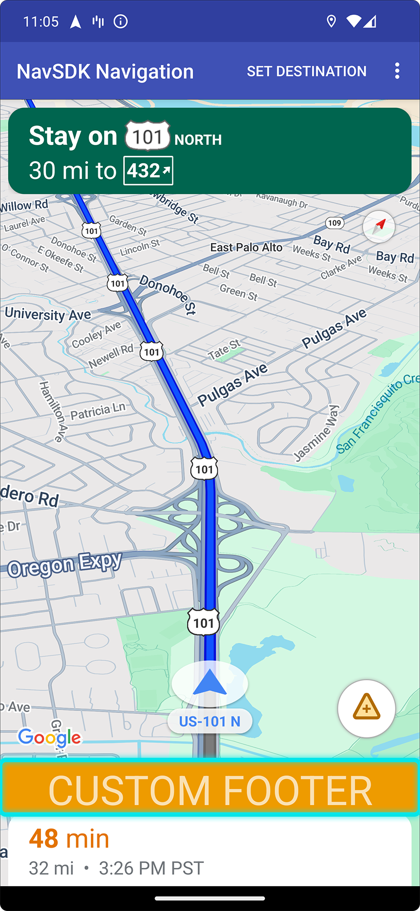 Posición del control personalizado del pie de página para la orientación vertical.