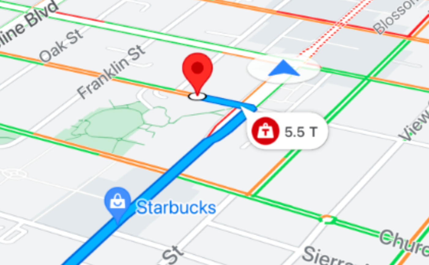 A map showing a weight restriction icon