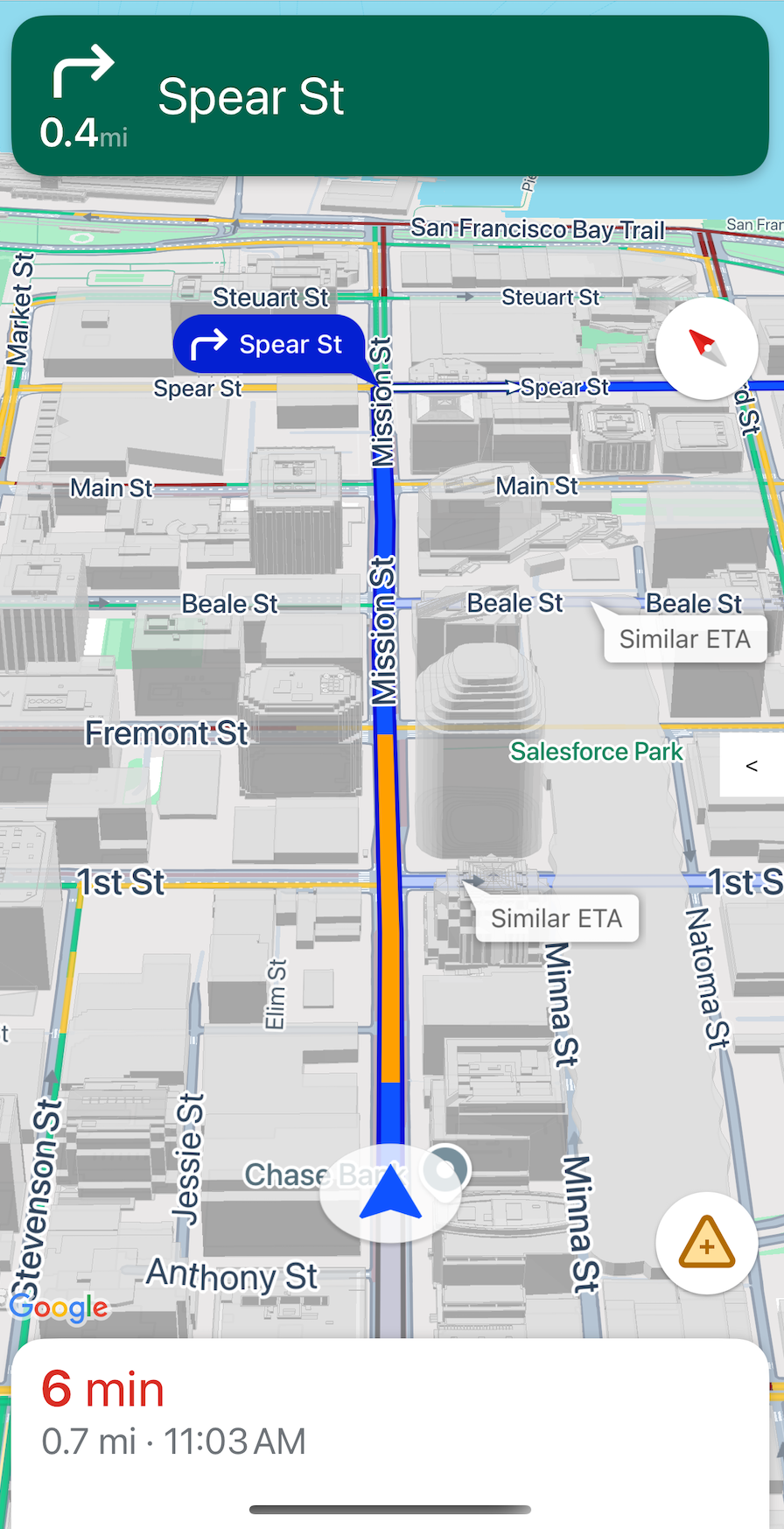 導航時顯示 3D 建築物