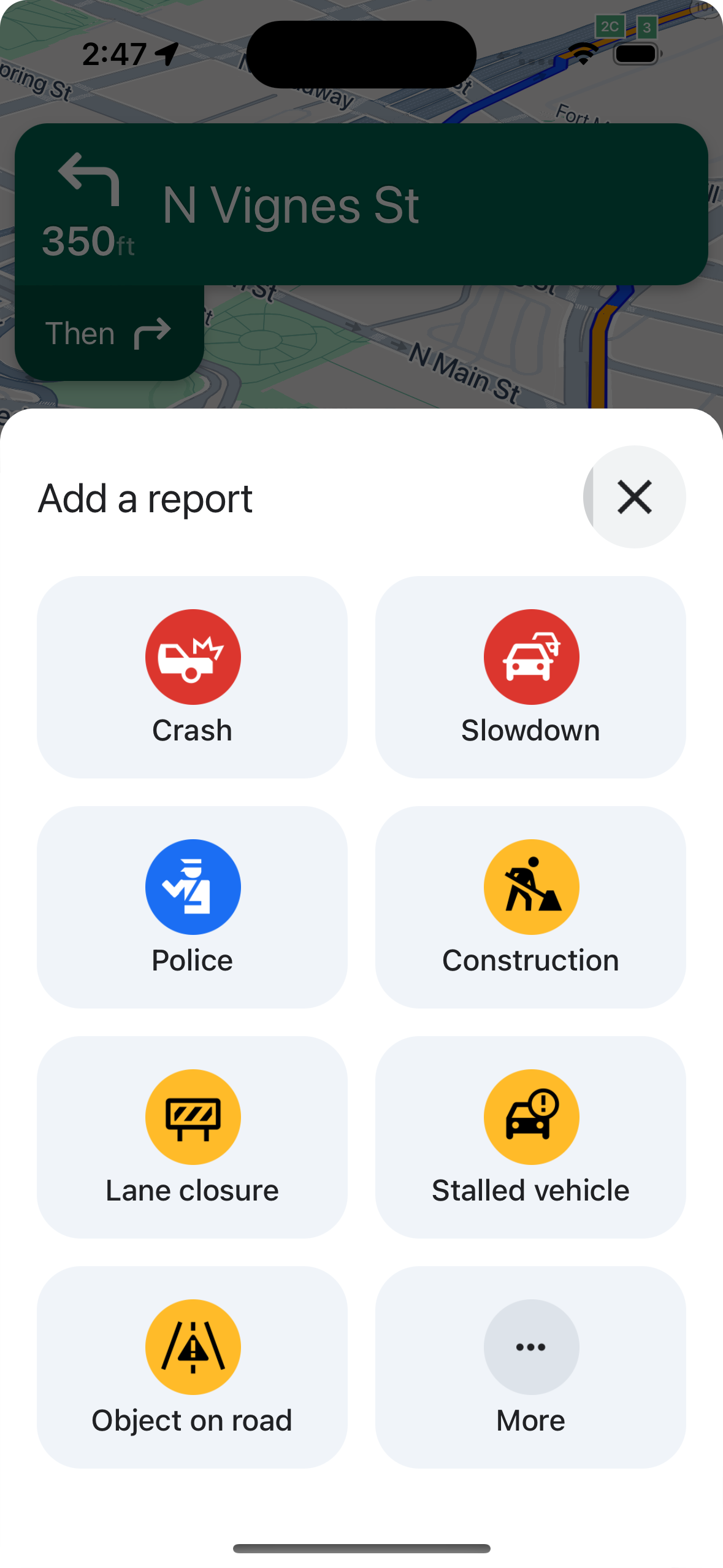 قائمة خيارات الإبلاغ