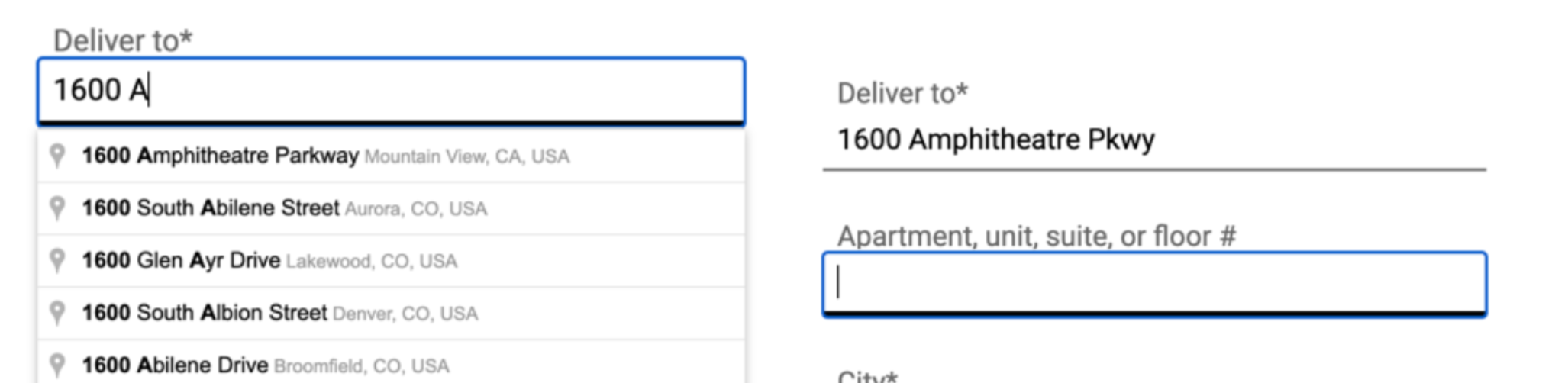 Saisie semi-automatique de l'adresse de l'utilisateur final