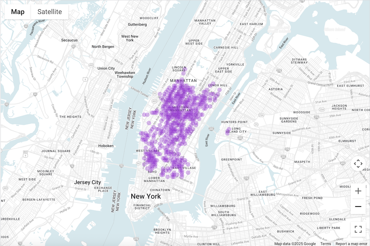 Карта плотности в BigQuery Студия