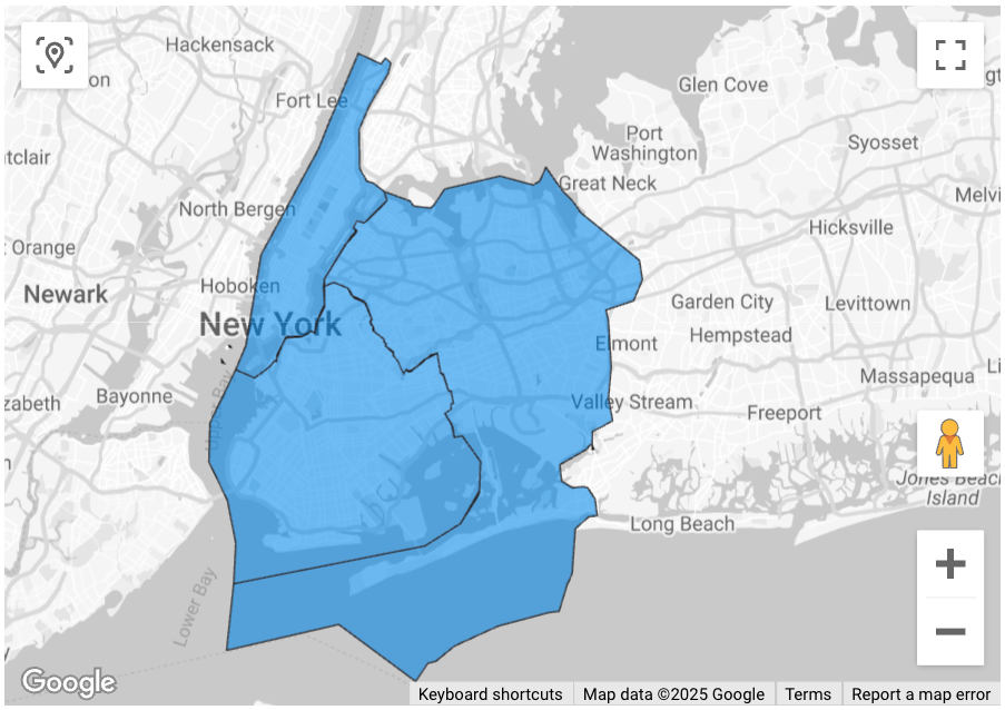 Carte remplie pour filtrer les épiceries et les magasins de proximité accessibles en fauteuil roulant à New York.
