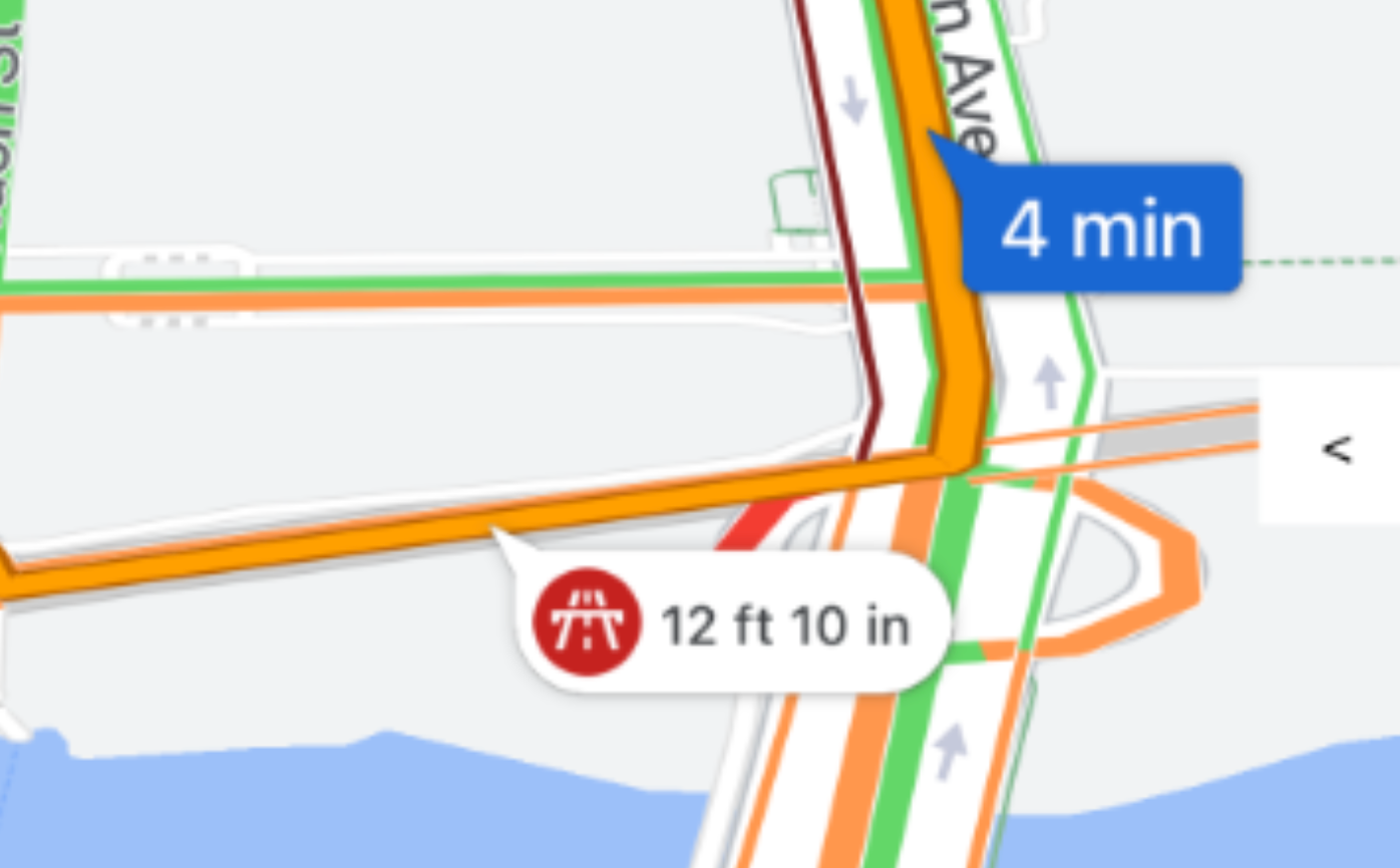 A map with a height restriction violation
