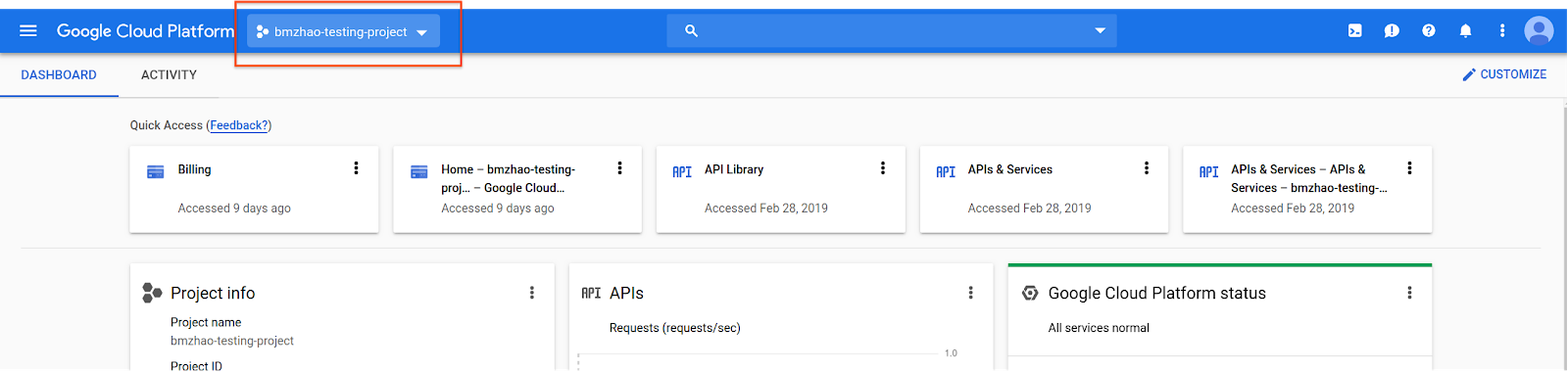 Selecione a guia de seleção de projetos