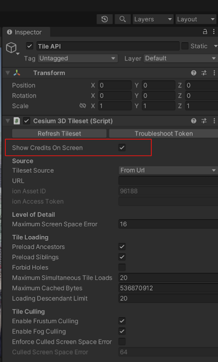 Cesium for Unity의 저작자 표시를 사용 설정하는 방법