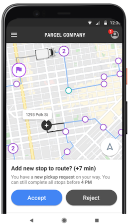 Ejemplo de flota de optimización de rutas