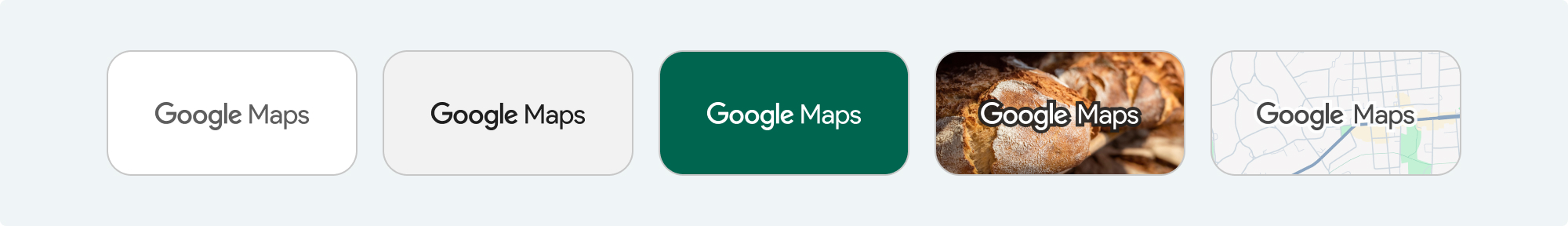 Variasi yang dapat diterima untuk atribusi logo Google Maps