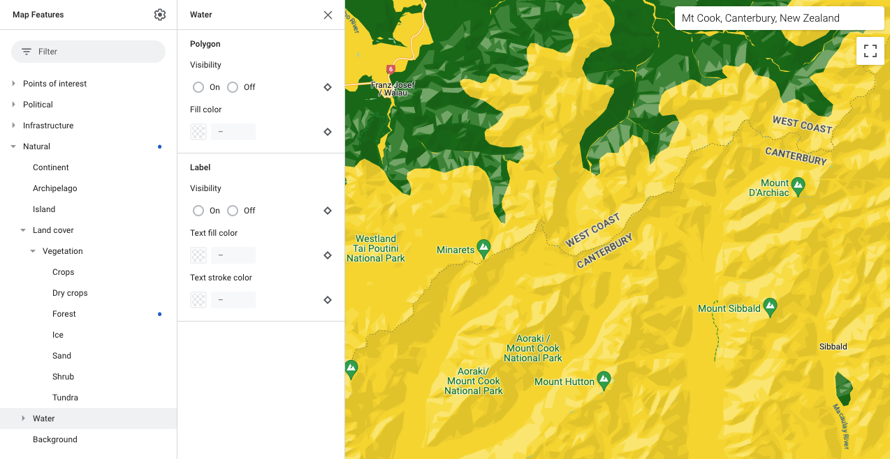 Mapa przedstawiająca obiekty na mapie lasów jest zielona