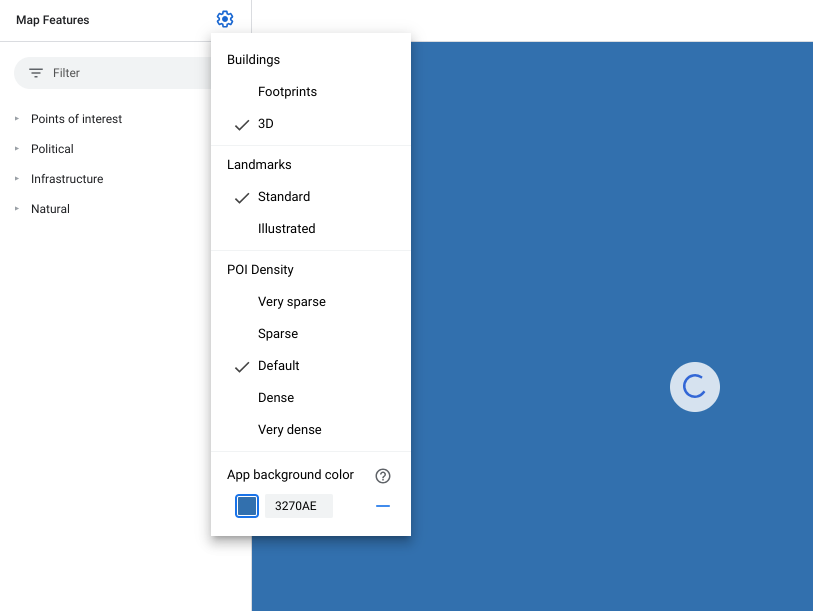В меню настроек есть параметр «Цвет фона приложения», выделенный синим квадратом. В настройке цвета фона приложения можно использовать палитру цветов или ввести шестнадцатеричную строку.