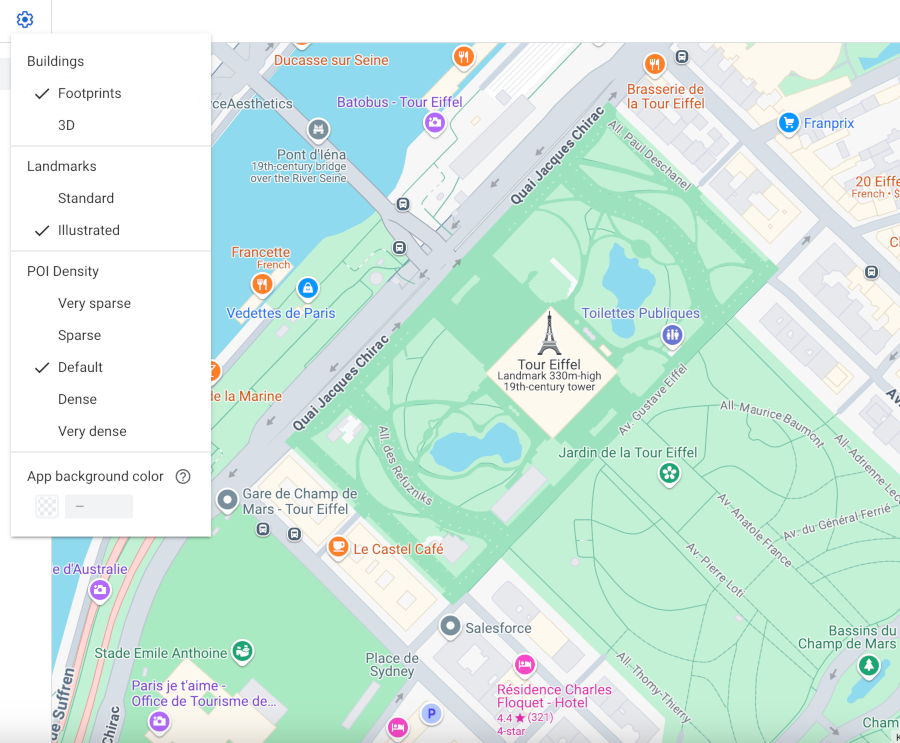 Um mapa de Parish com edifícios no estilo de planta baixa 2D