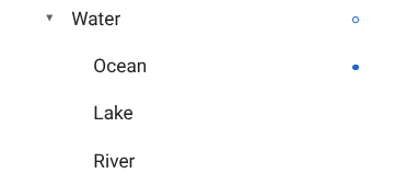 จุดสีน้ำเงินและวงกลมสีน้ำเงินที่ระบุสไตล์ที่กำหนดเองและสไตล์หลัก