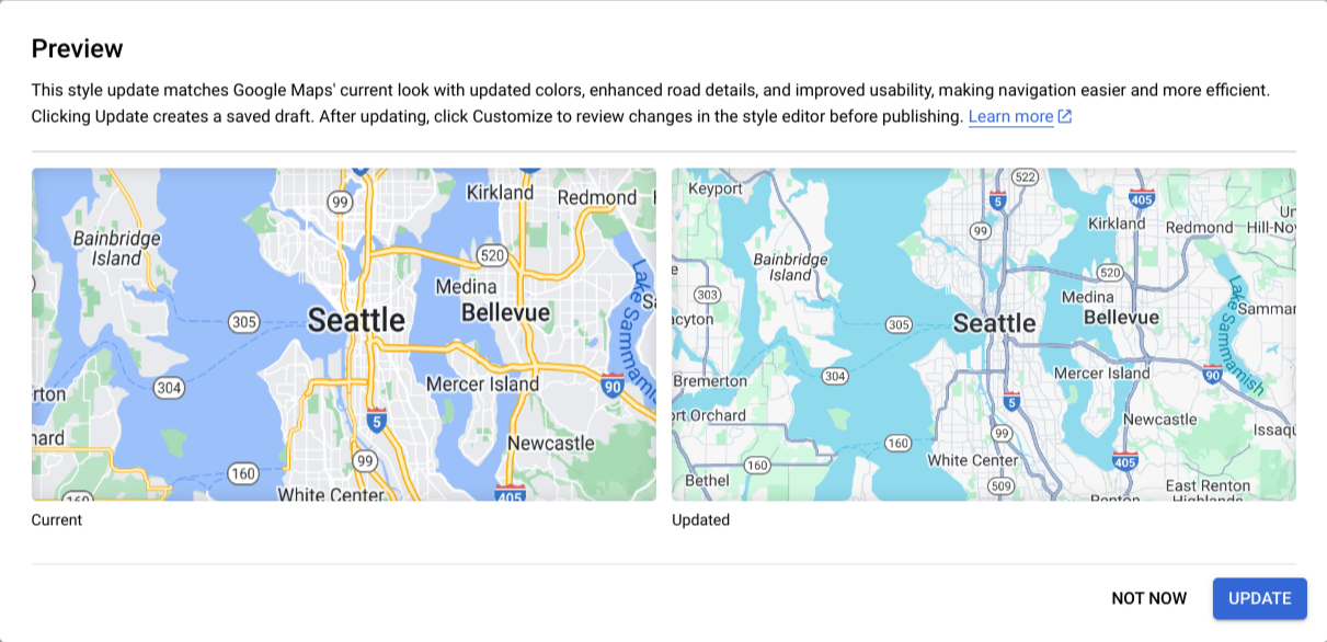 Prévisualiser les modifications du style de carte avec un bouton &quot;Mettre à jour&quot;