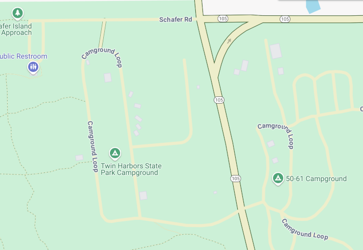 Un mapa con diseño personalizado que muestra varias rutas. Las rutas son de color amarillo pálido con un contorno verde.