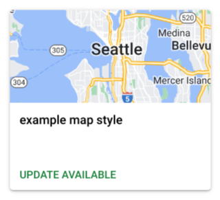 地圖樣式圖塊的「有可用的更新」標籤