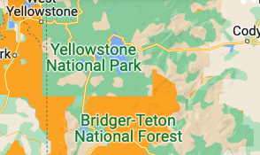 Il parco di Yellowstone mostra lo stile di mappa della vegetazione verde invece dell&#39;arancione scelto per la Riserva naturale