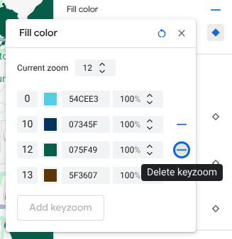 หากต้องการลบรูปแบบระดับการซูม ให้เลือกไอคอนลบ