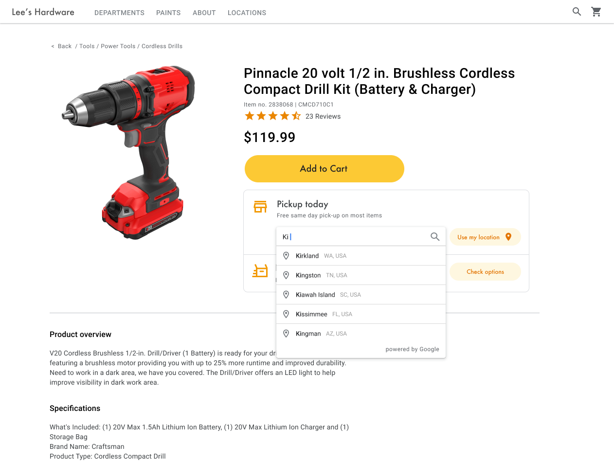 Функциональность автозаполнения адреса