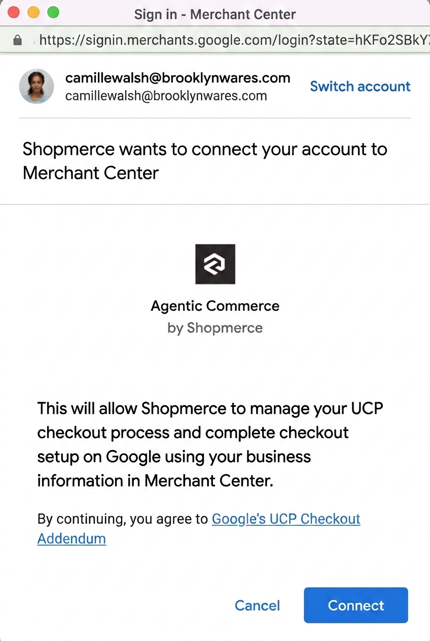 Merchant consent screen