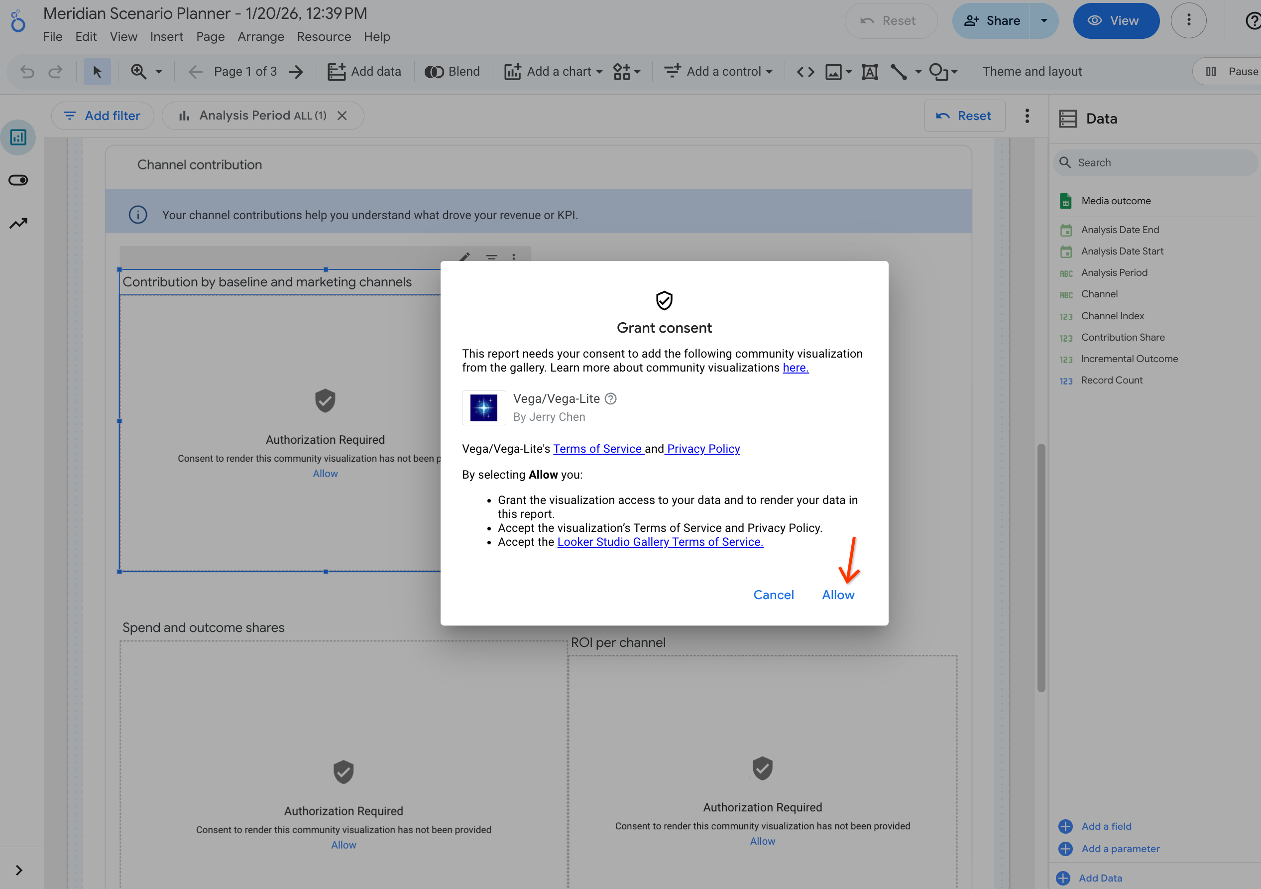 Button „Zulassen“ im Pop-up-Fenster