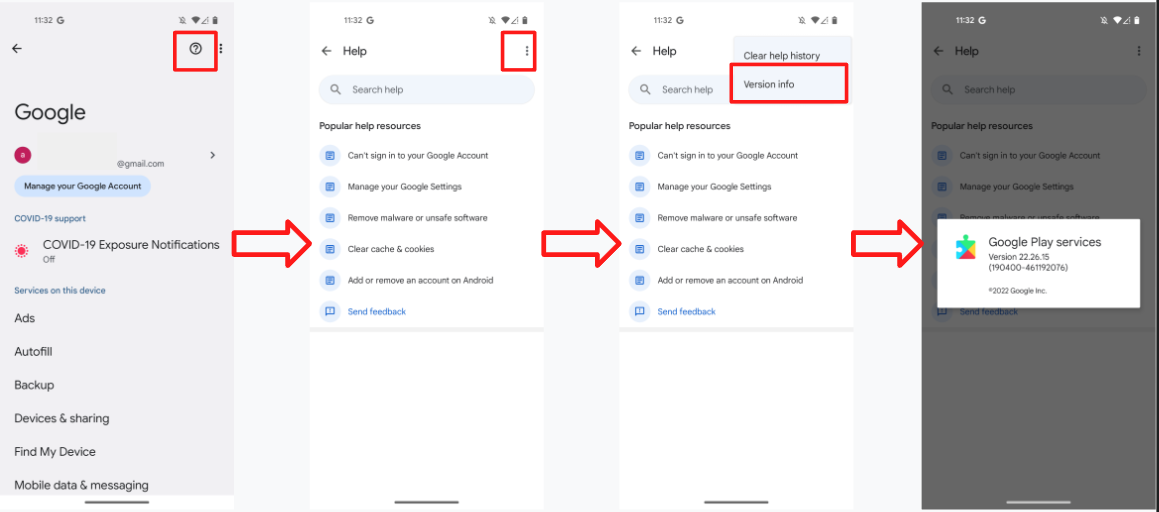 This figure shows how to find the GMS Version info under the Help menu.