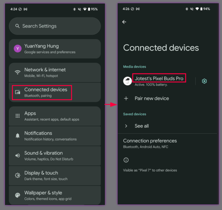 In questo modo, puoi accedere al menu descritto.