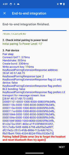 アプリの E2E 統合テストで State エラーが表示される。