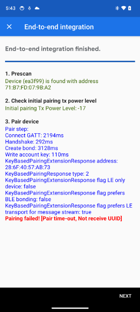 O app mostra um erro de UUID no teste de integração E2E.