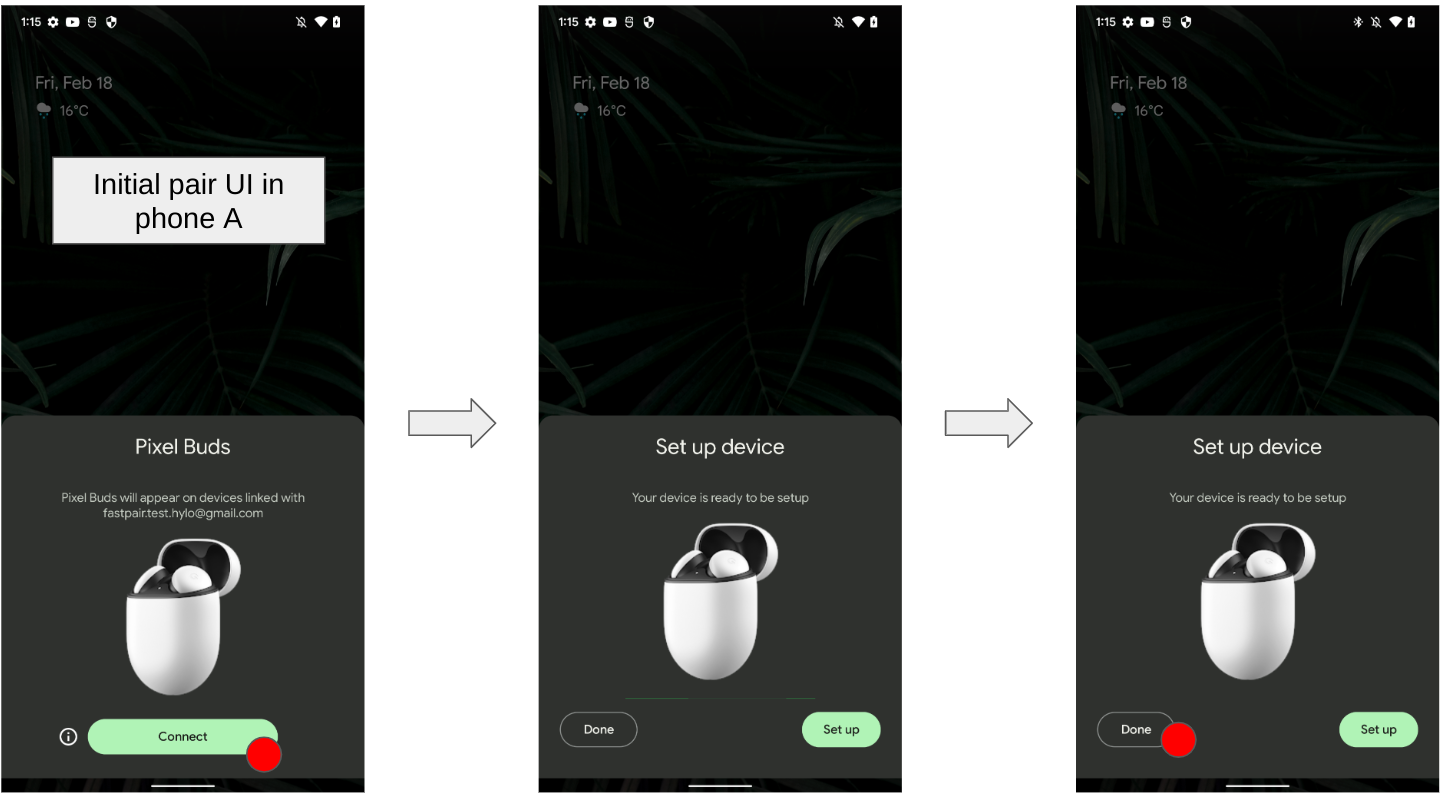 Figure 2: This shows the button sequence for the initial pairing Device A.