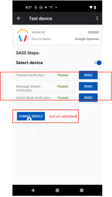 Процесс отправки начинается с нажатия кнопки «ОТПРАВИТЬ РЕЗУЛЬТАТ». The submittal process begins by pressing the 'SUBMIT RESULT' button.