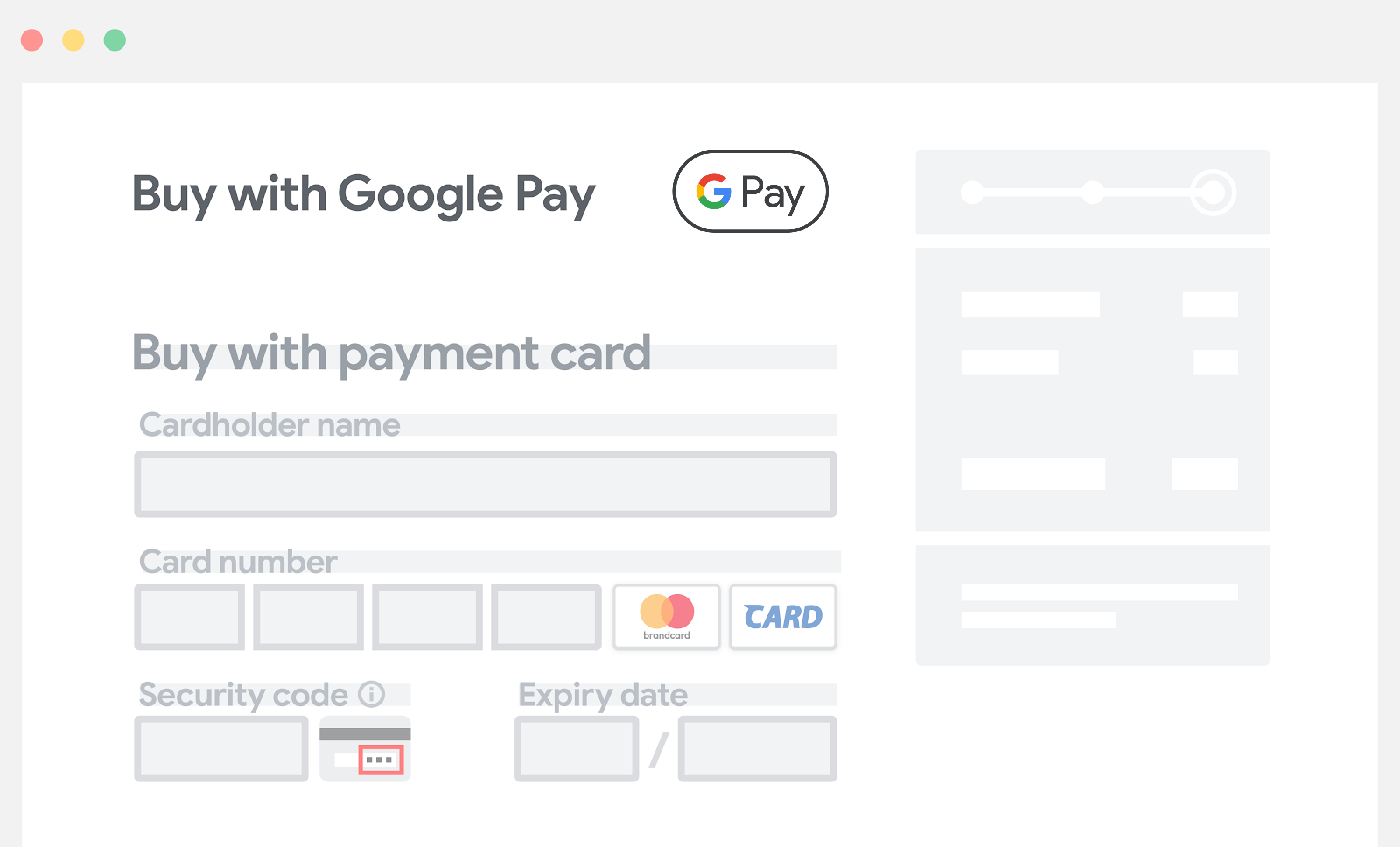 Place Google Pay above manual entry fields for payment information.