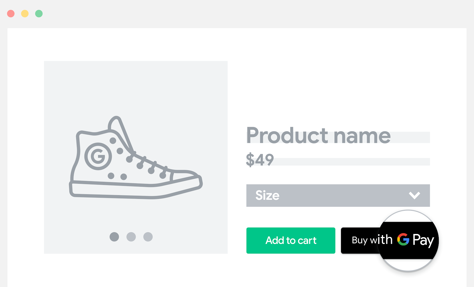 Adicionar o Google Pay à página do produto.