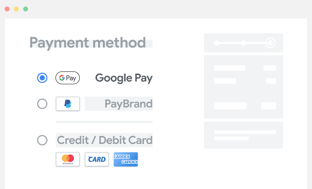 Coloca Google Pay en la parte superior de la lista de opciones de pago.