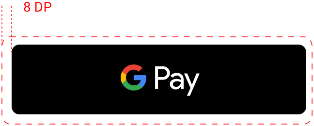 Пример свободного пространства вокруг кнопки оплаты через Google Pay для Android