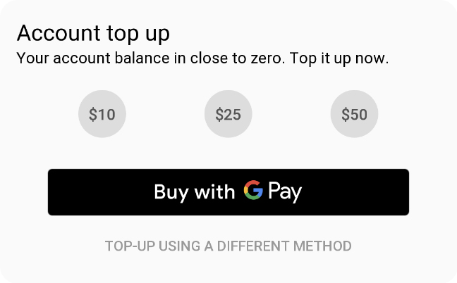 Sample custom notification with Google Pay button