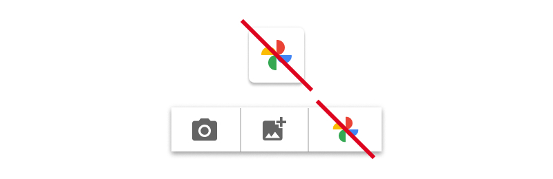 Screenshot of unacceptable usage of the Google Photos icon
                  without the Google Photos wording
