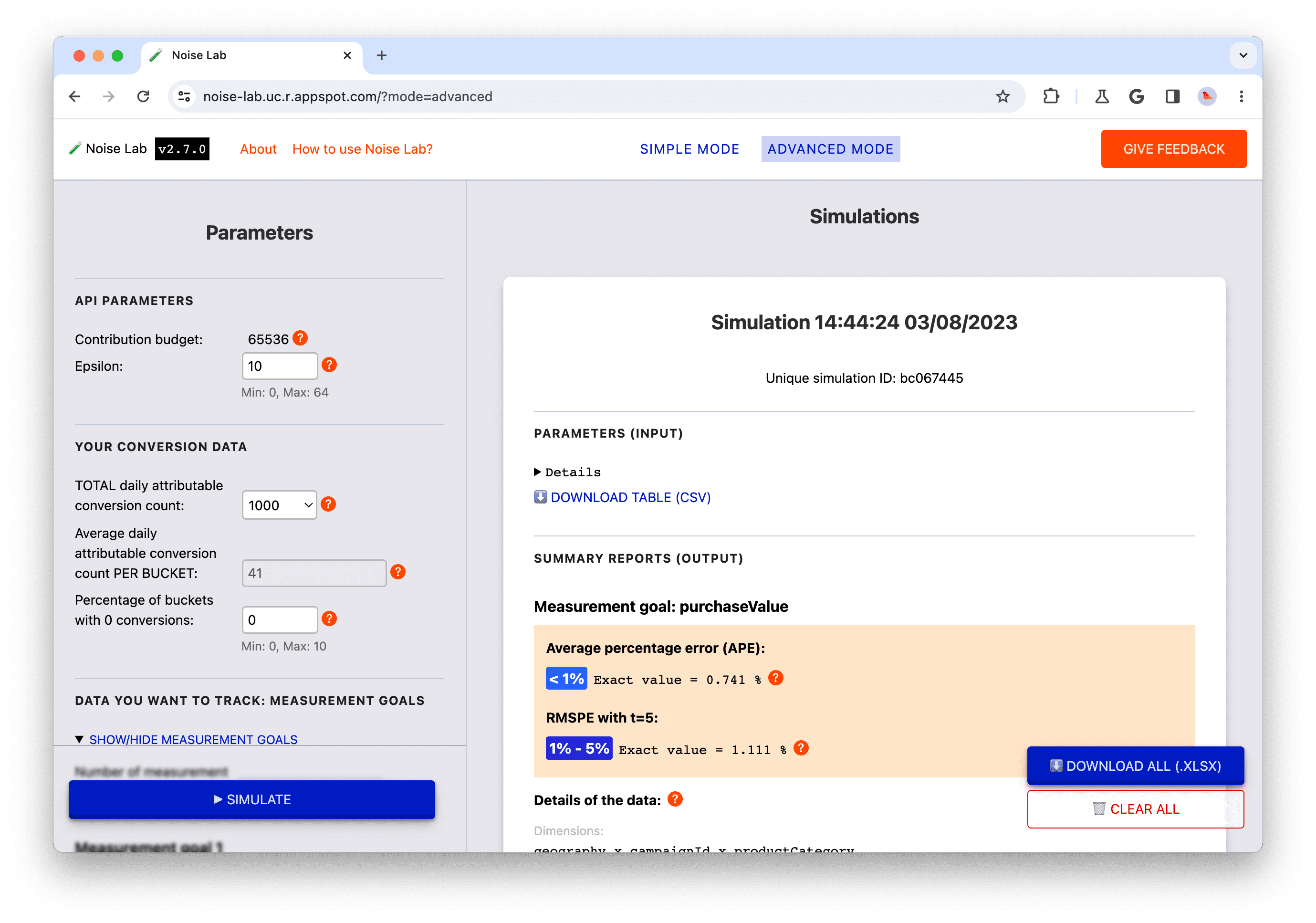 Zrzut ekranu aplikacji Noise Lab