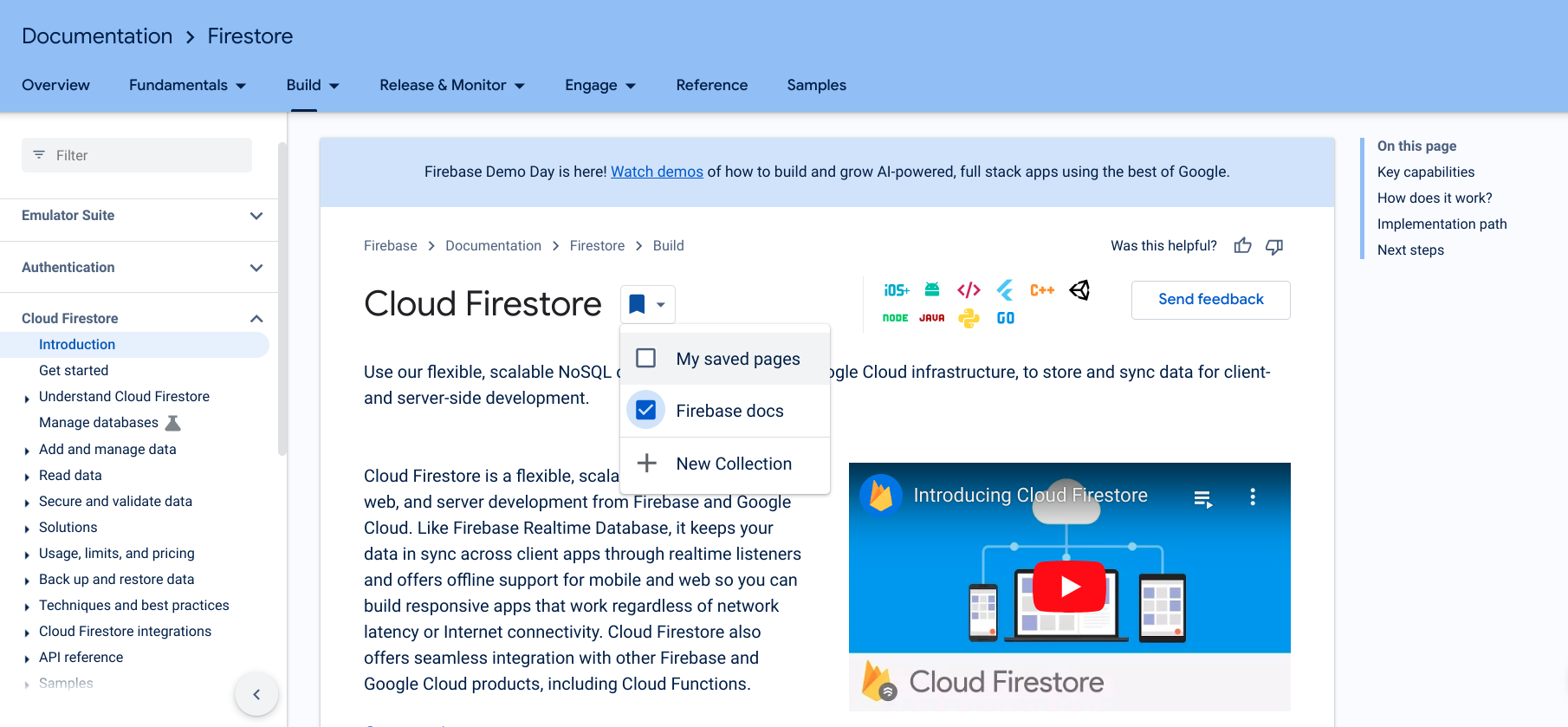 Коллекция документов Firebase