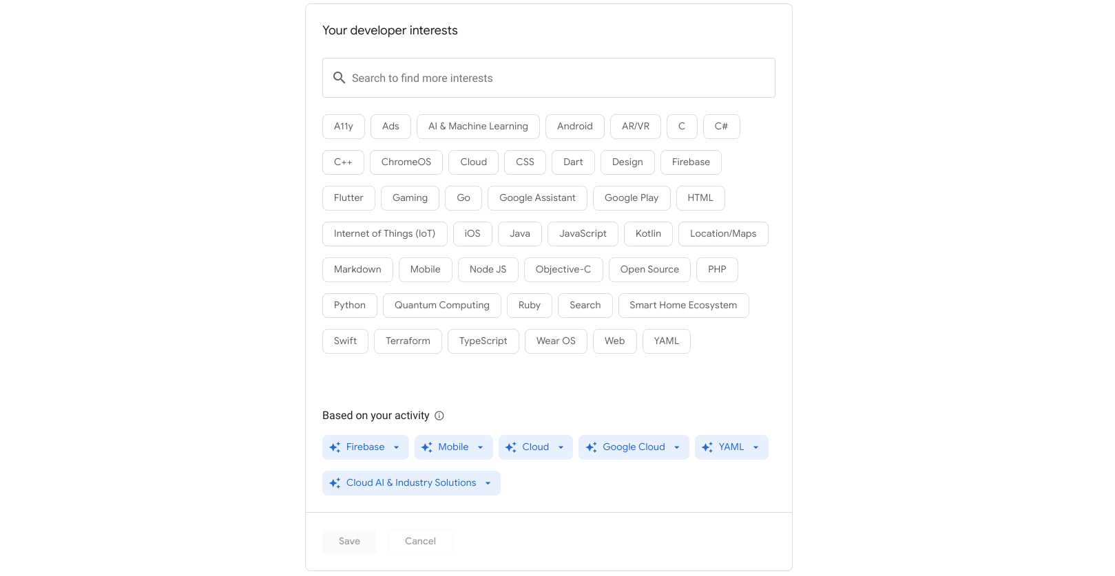 Centres d'intérêt déduits