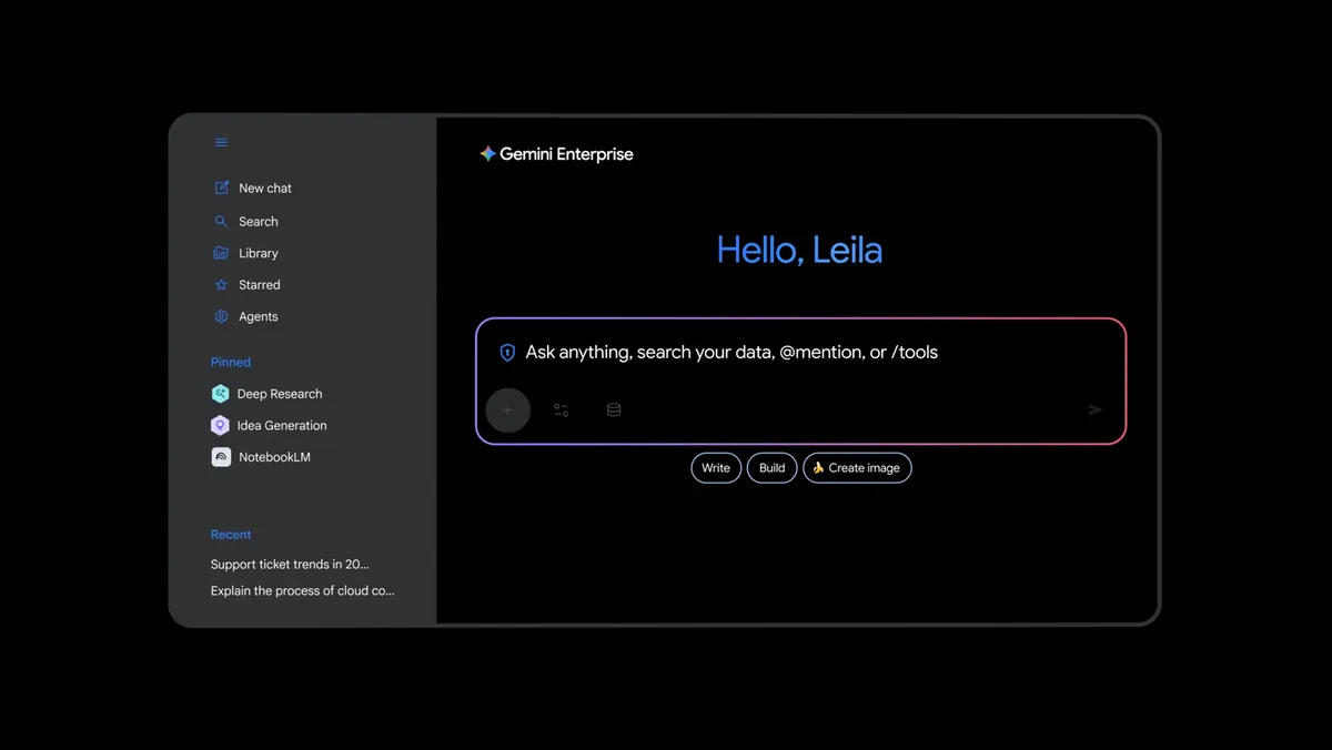 Screenshot di Gemini Enterprise