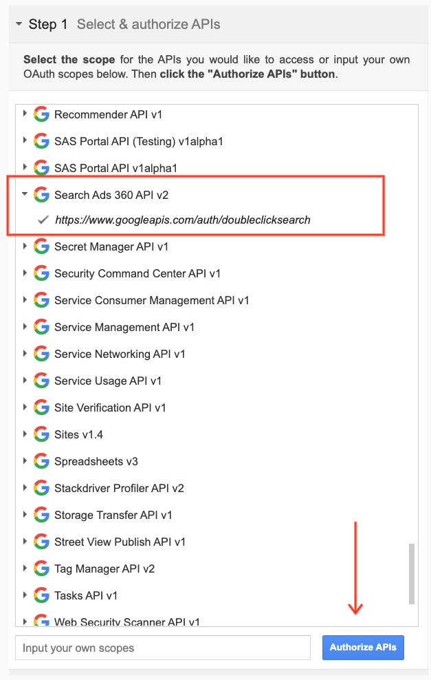 autoriza las APIs