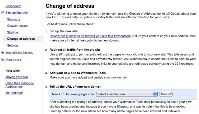 the change of address feature in webmaster tools