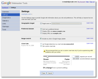 crawl rate feature in webmaster tools