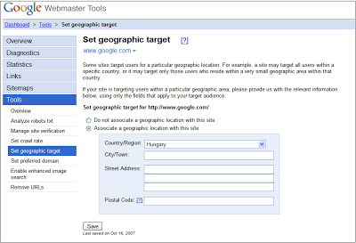 geotargeting setting in webmaster tools