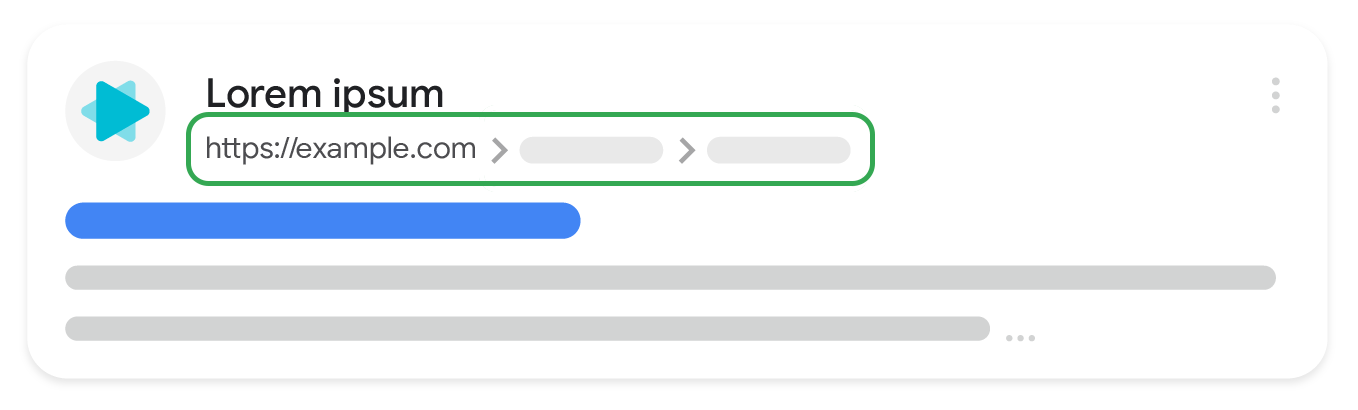 como o elemento de URL visível aparece nos resultados da pesquisa em computadores