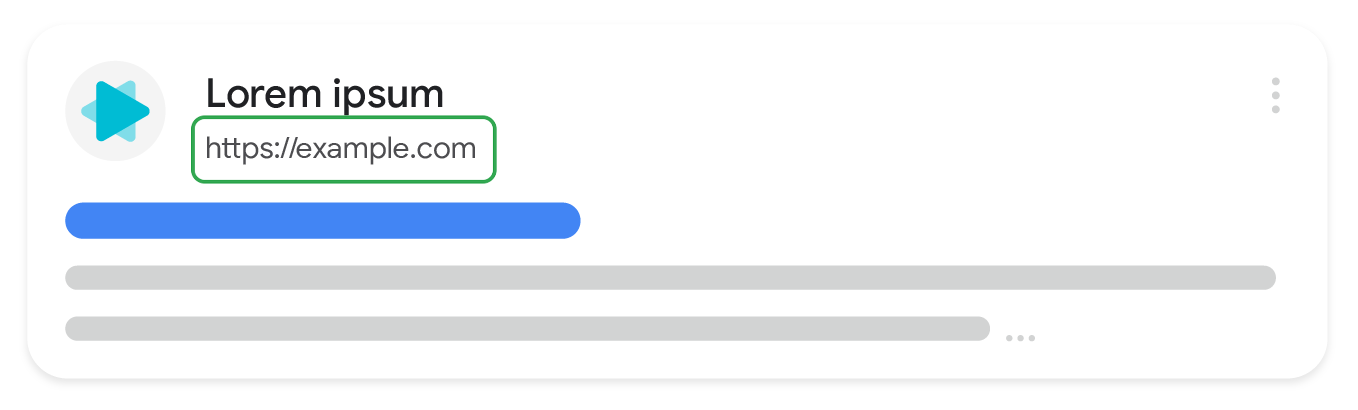 como o elemento de URL visível aparece nos resultados da pesquisa em dispositivos móveis