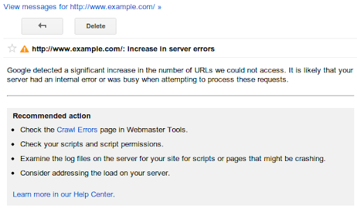 Example of a URL Error anomaly alert
