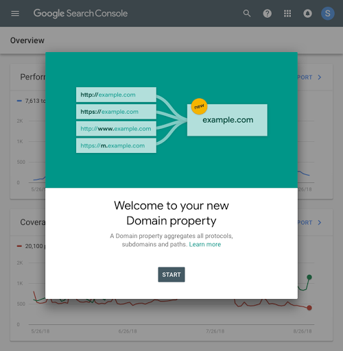 View of the domain property setting welcome message.